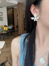S925 sterling silver brushed silver flower pearl stud earrings Specification image